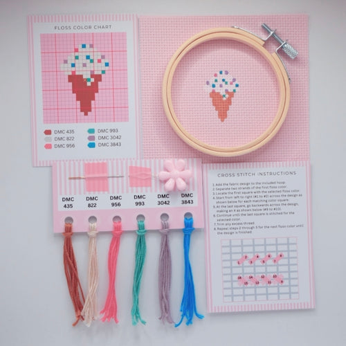 Ice Cream Cross Stitch Kit